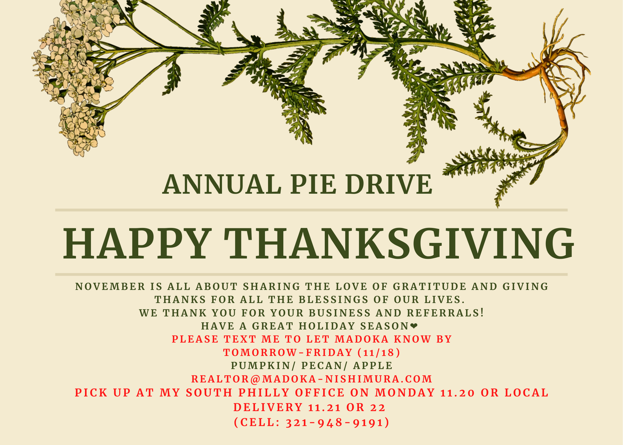 Read more about the article Annual Thanksgiving Pie Drive